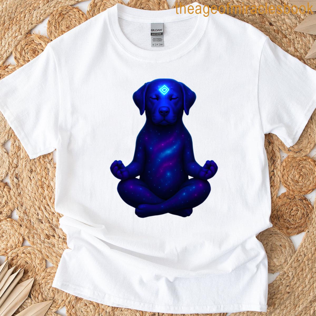 Cosmic Meditating Dog With Third Eye T-shirt