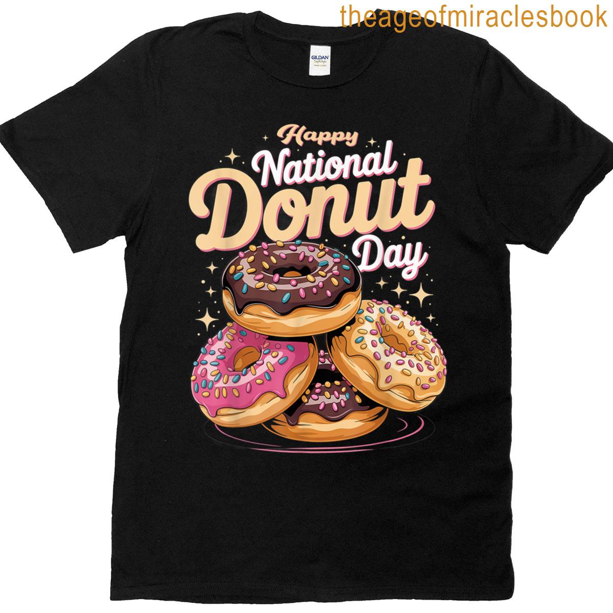 Happy National Donut Day Sprinkle Stack Celebration Donut T-shirt