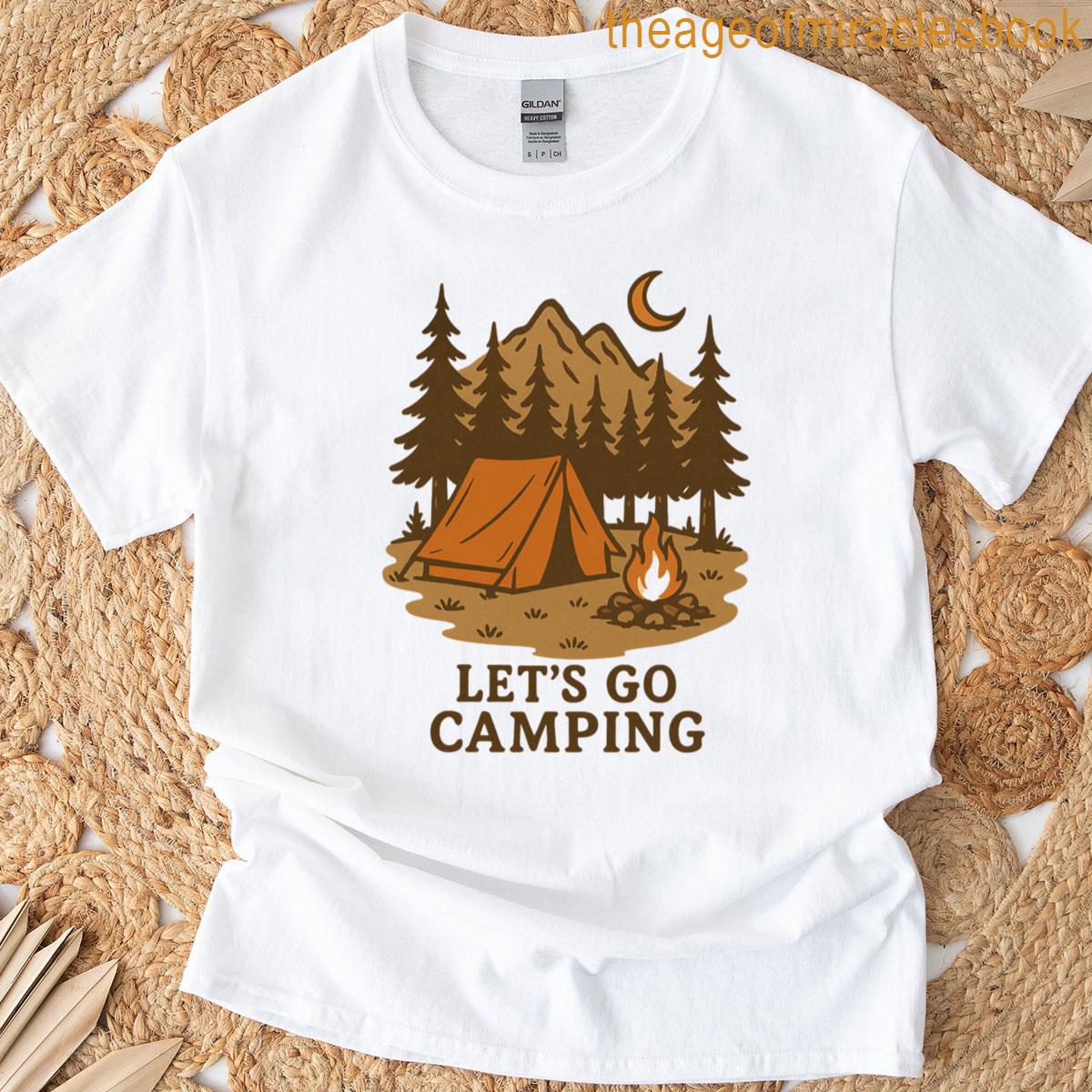 Lets Go Camping Night Scene Campfire Moon T-shirt
