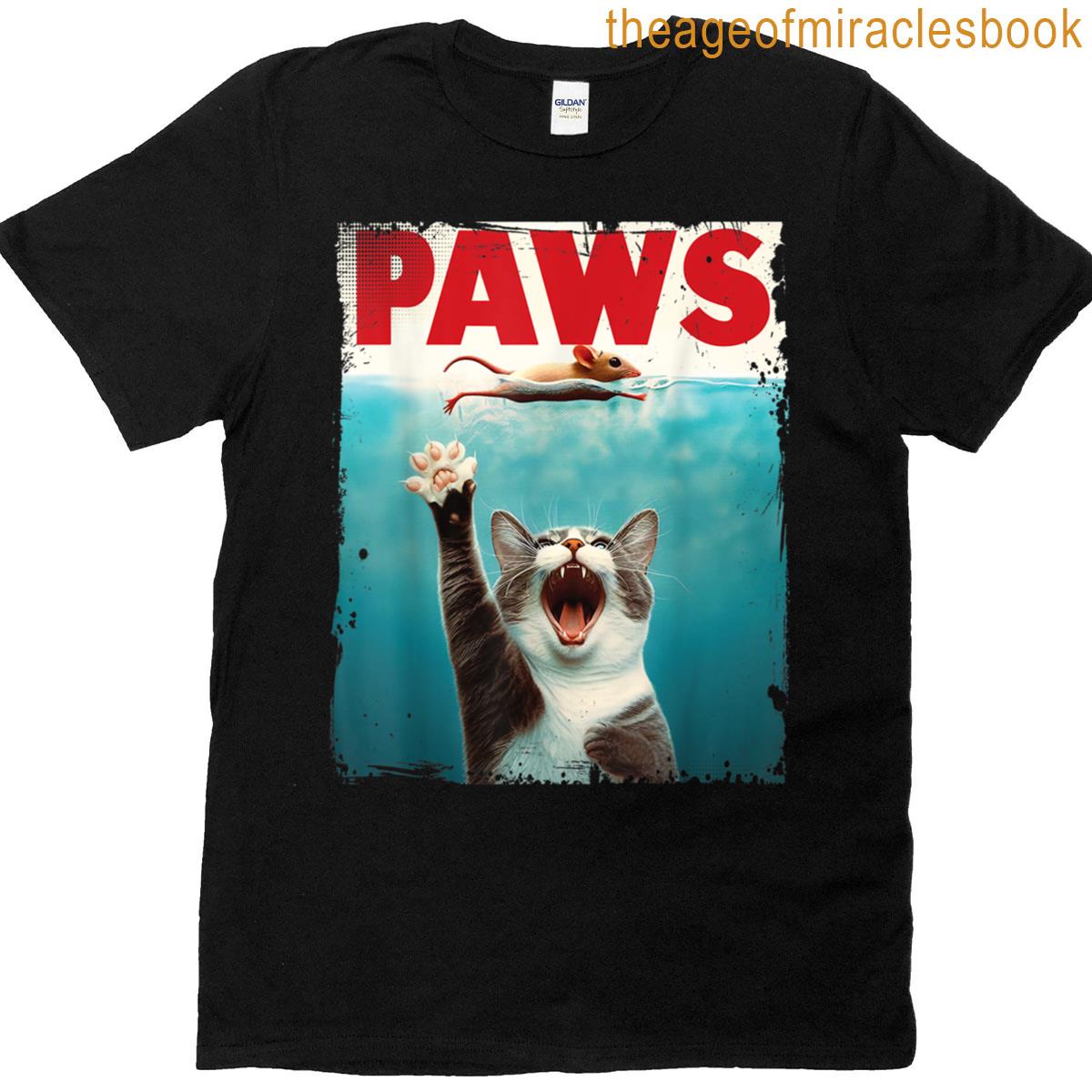 Paws Parody Cat Mouse Humorous Cat Chasing Mouse Kitten T-shirt