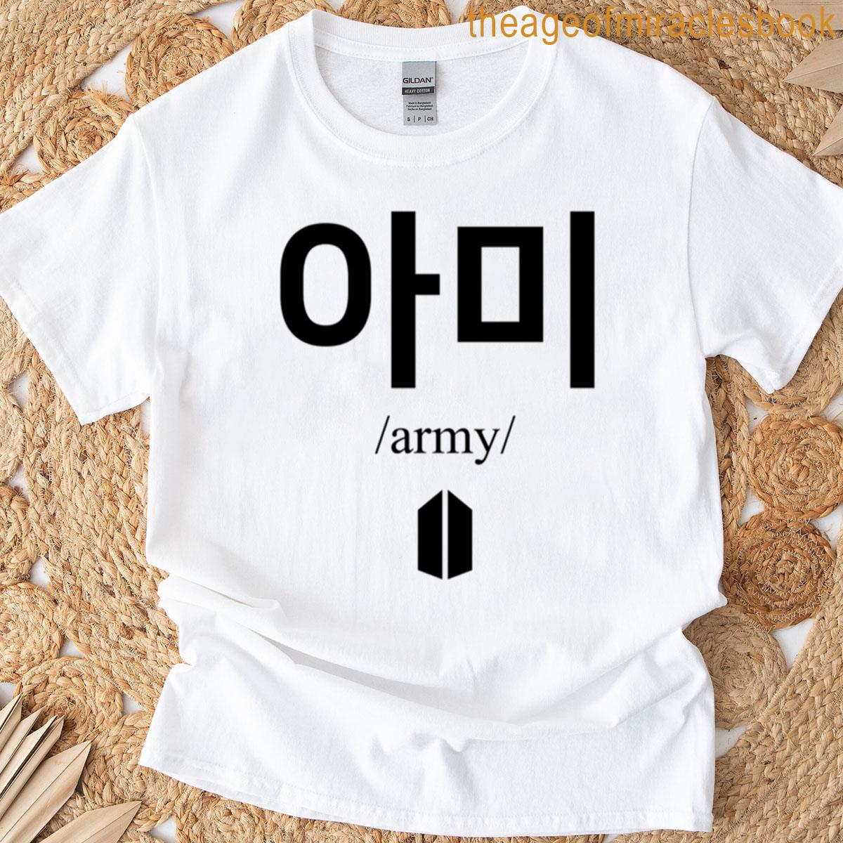 Army In Korean And Logo T-shirt