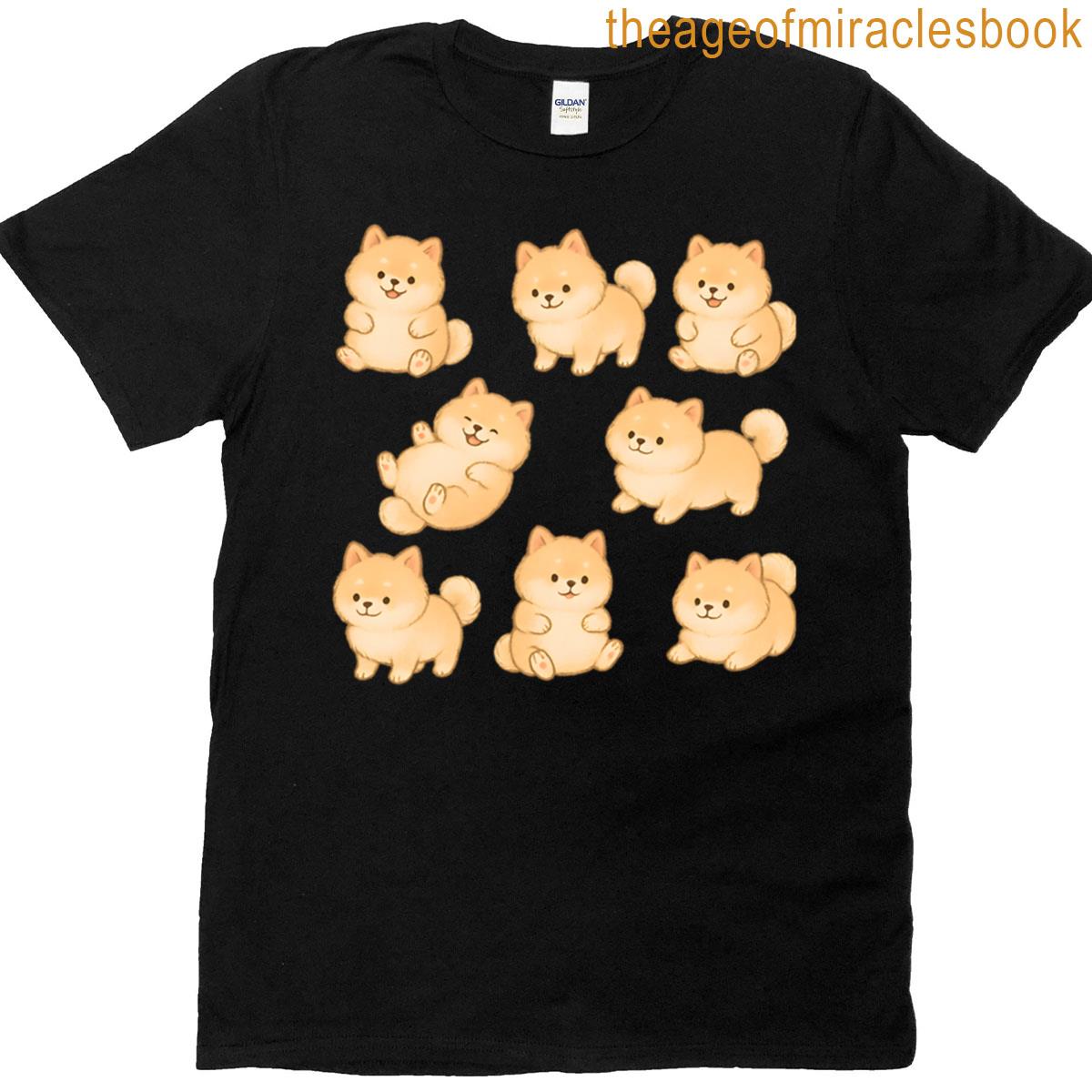 Cute Chubby Pomeranian Puppy Pattern Design T-shirt