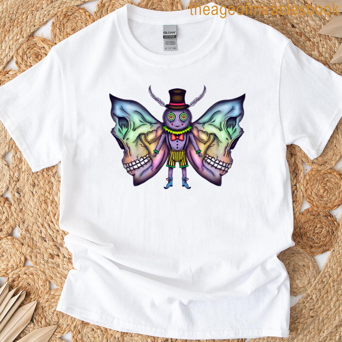 Trippy Rainbow Circus Skull Moth Premium T-shirt