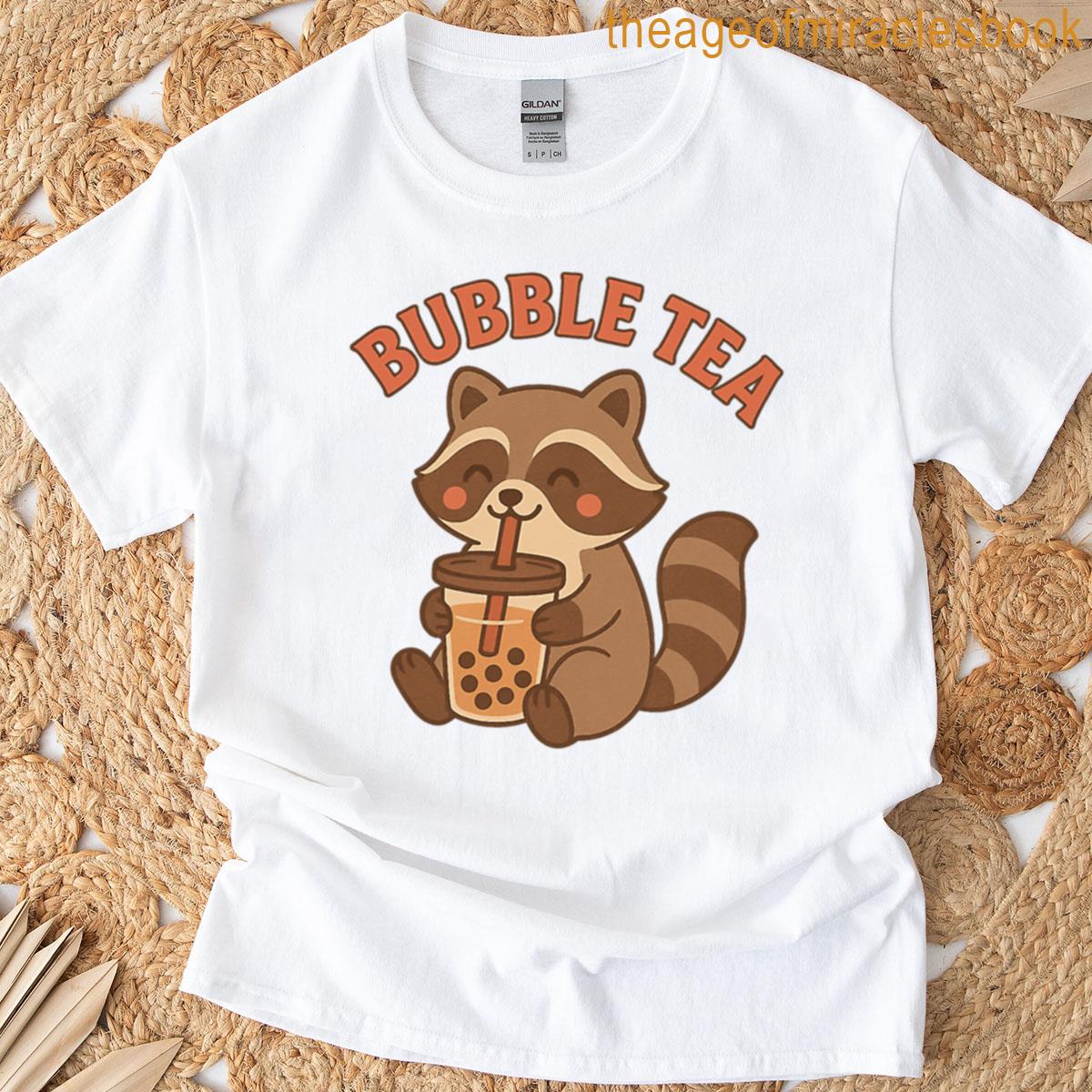 Cute Raccoon Drinking Bubble Tea T-shirt