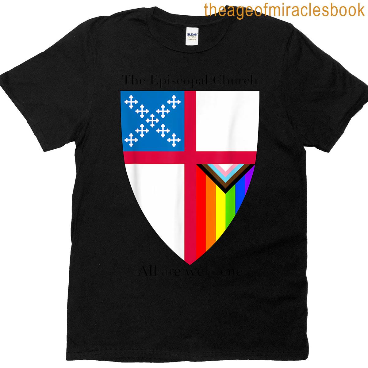 Episcopal Church Shield With Progressive Pride Flag Rainbow T-shirt