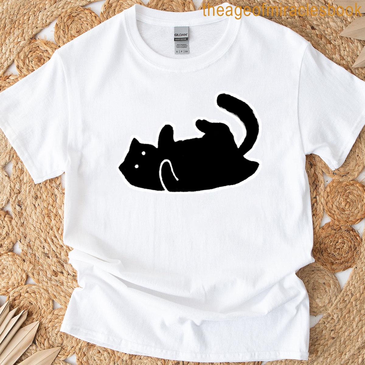 Simple Black Cat Show Belly T-shirt