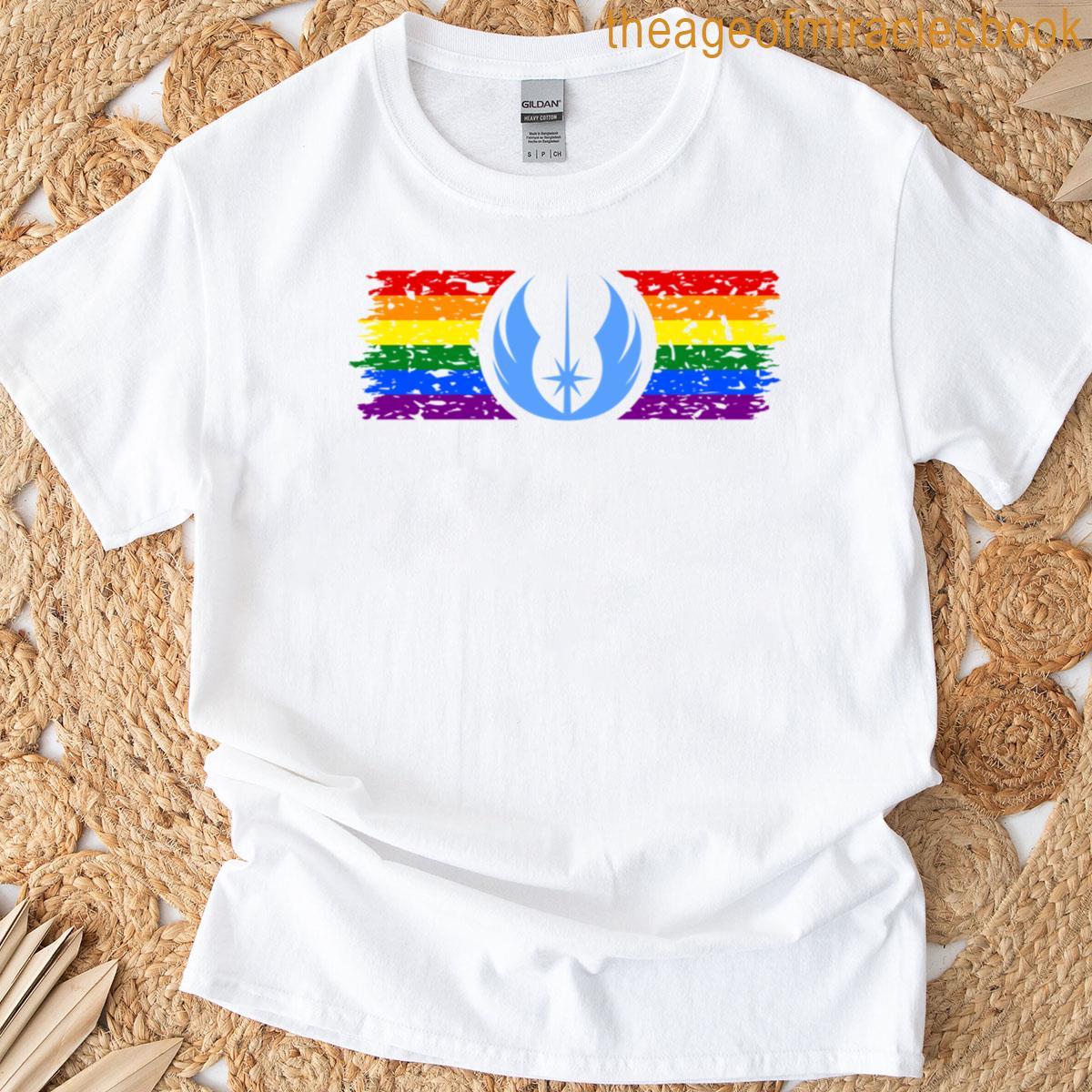 Star Pride – Jedi On Distressed Pride Flag Dark T-shirt
