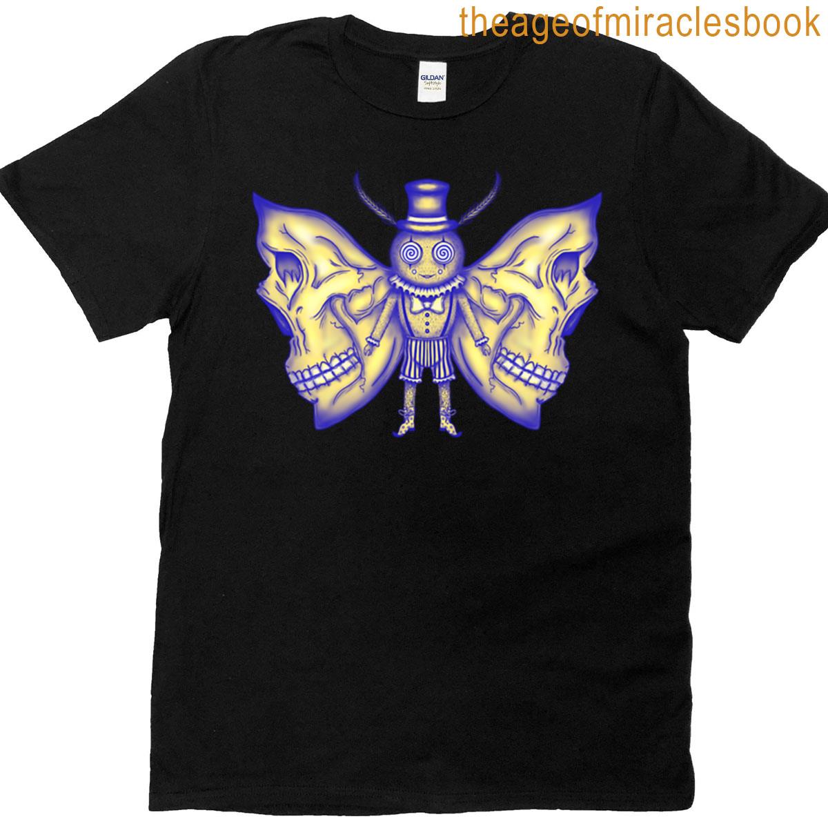Yellow Blue Circus Skull Moth Premium T-shirt