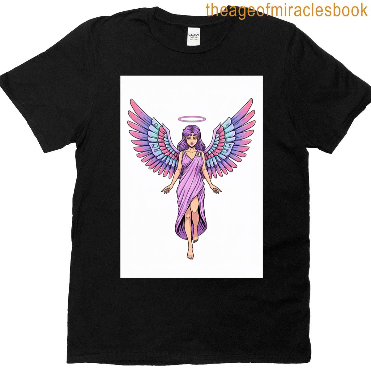 Cyber Angel With Tech Wings Sticker T-shirt