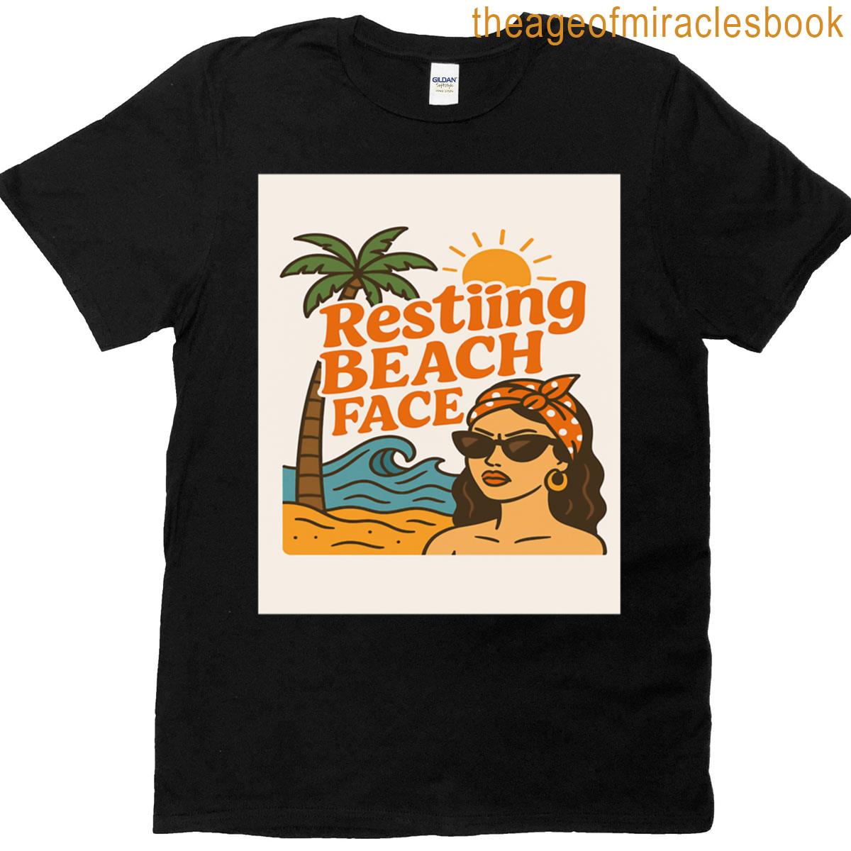 Resting Beach Face Funny Summer Pun Typography Design T-shirt