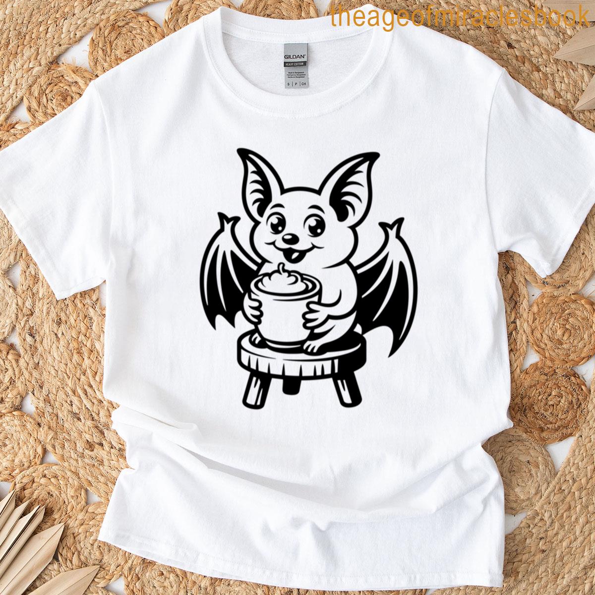 Bat Holding A Pumpkin Spice Latte T-shirt
