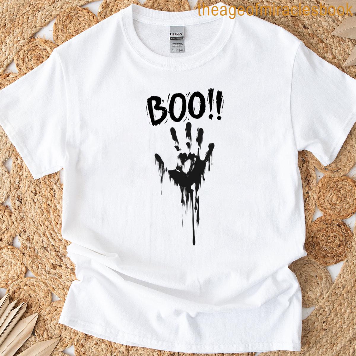 Boo Dripping Hand Horror Art T-shirt
