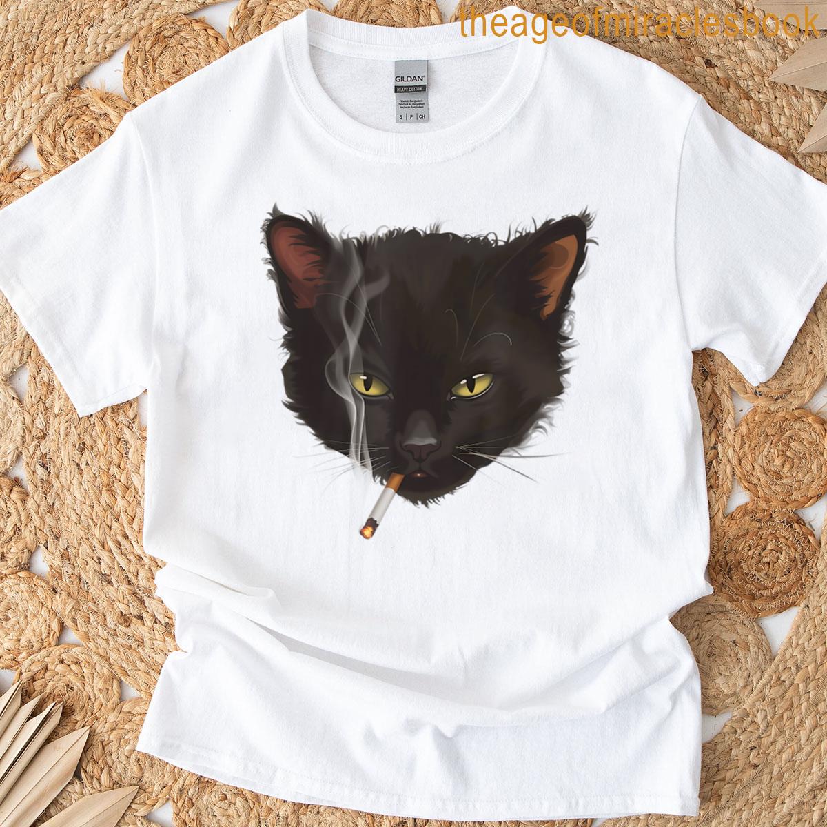 Grumpy Black Cat With Cigarette T-shirt