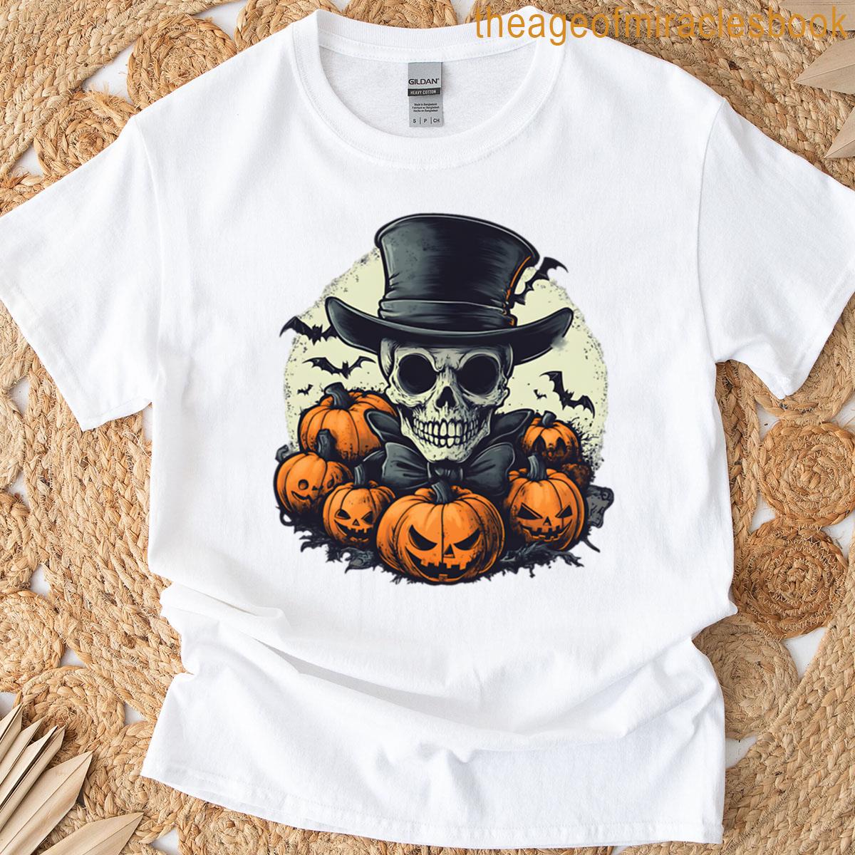 Spooky Gentleman Skeleton With Jack-o-lanterns T-shirt