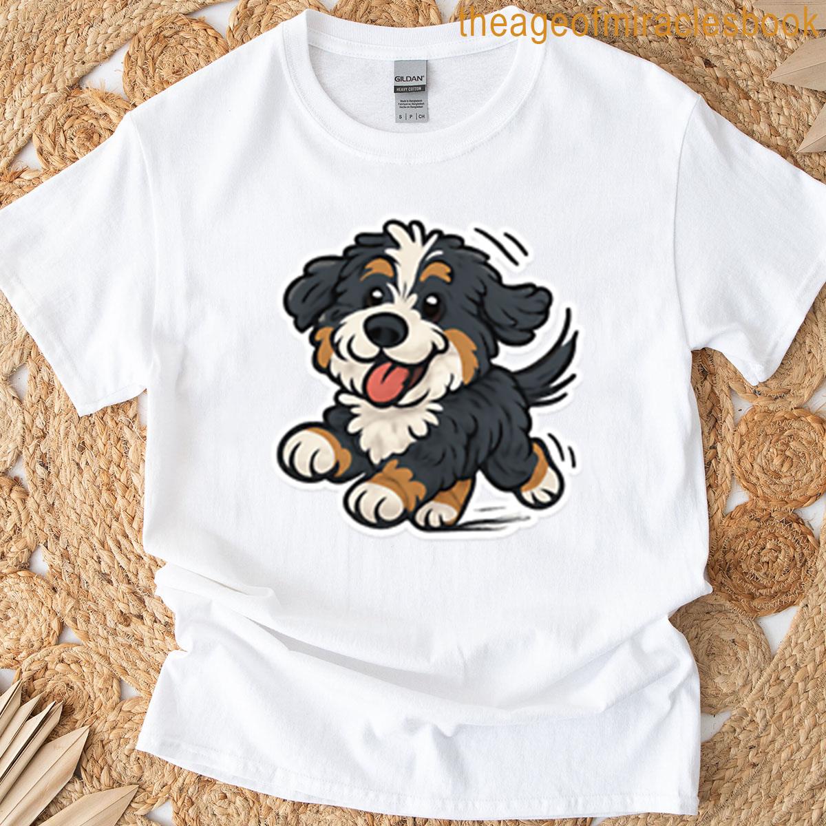 Bernedoodle Dog Animated Sticker Oversized T-shirt