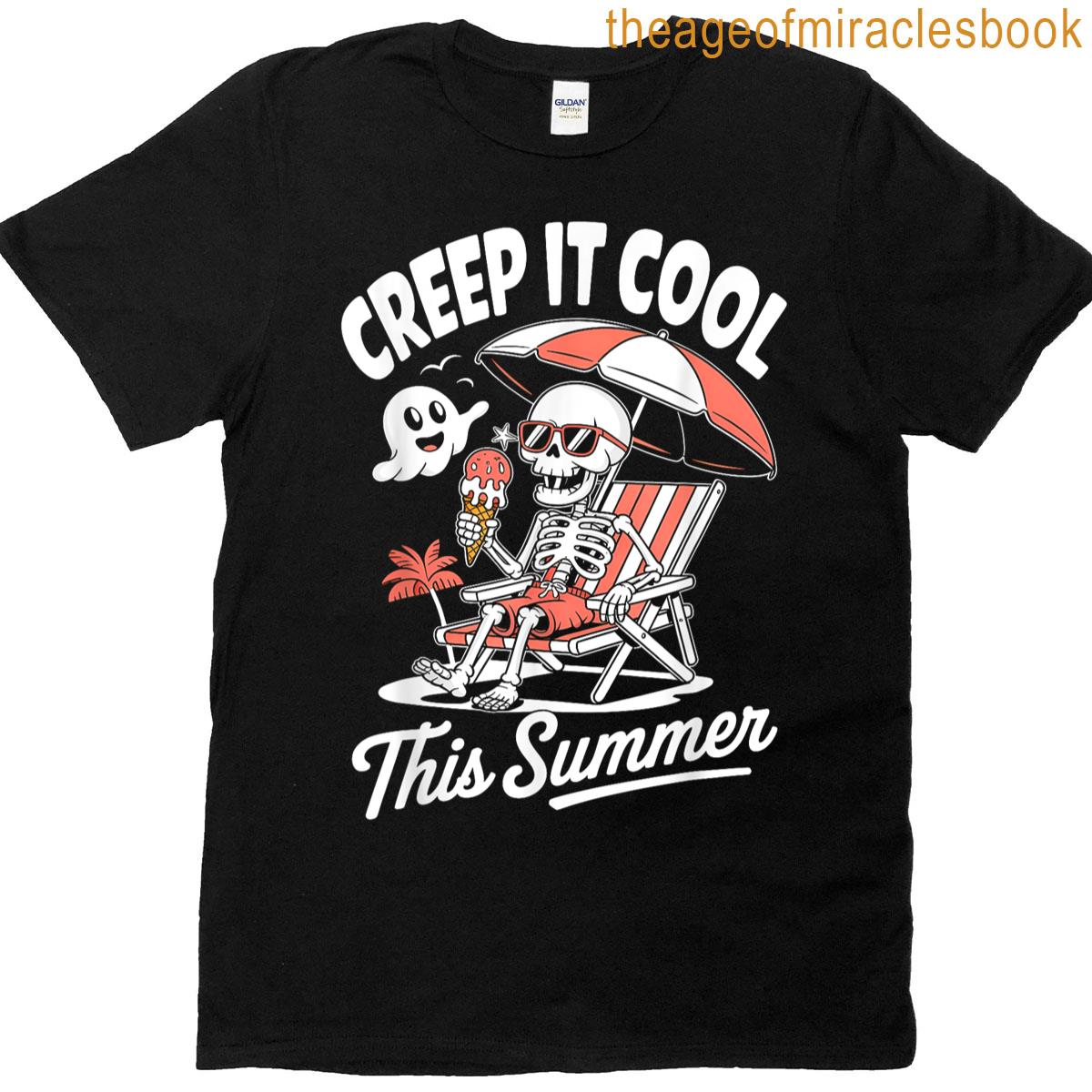 Cute Summerween Ghost Funny Beach Halloween T-shirt