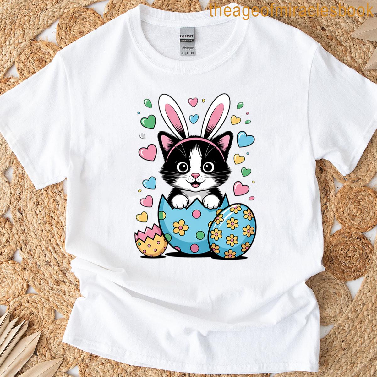 Easter Day Funny Easter Cat Bunny Ears Oversized T-shirt
