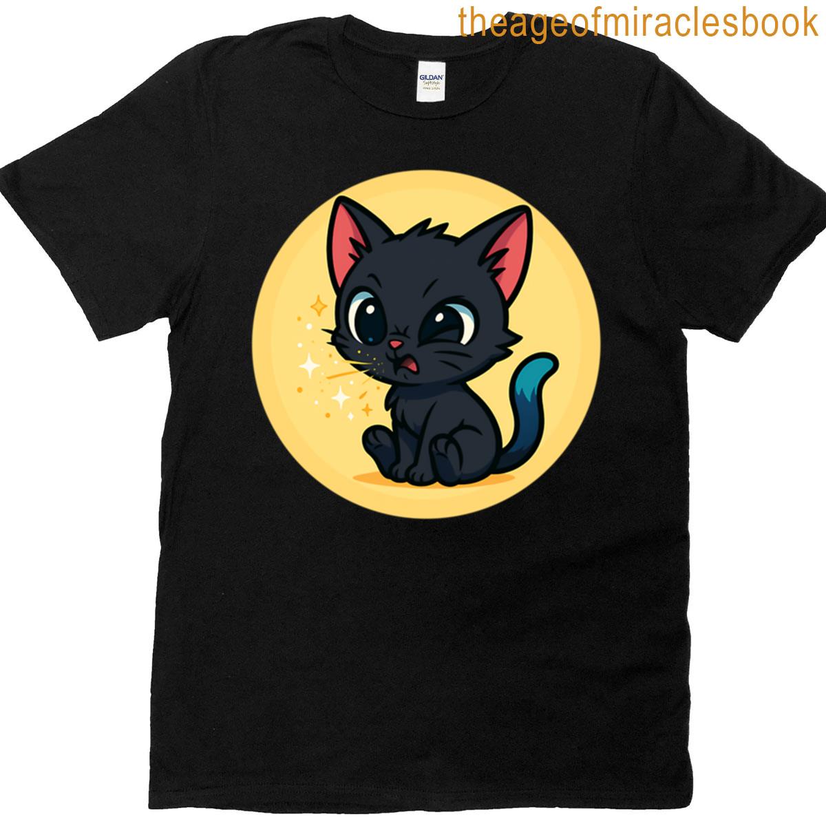 Sneezing Black Kitten Sticker Oversized T-shirt