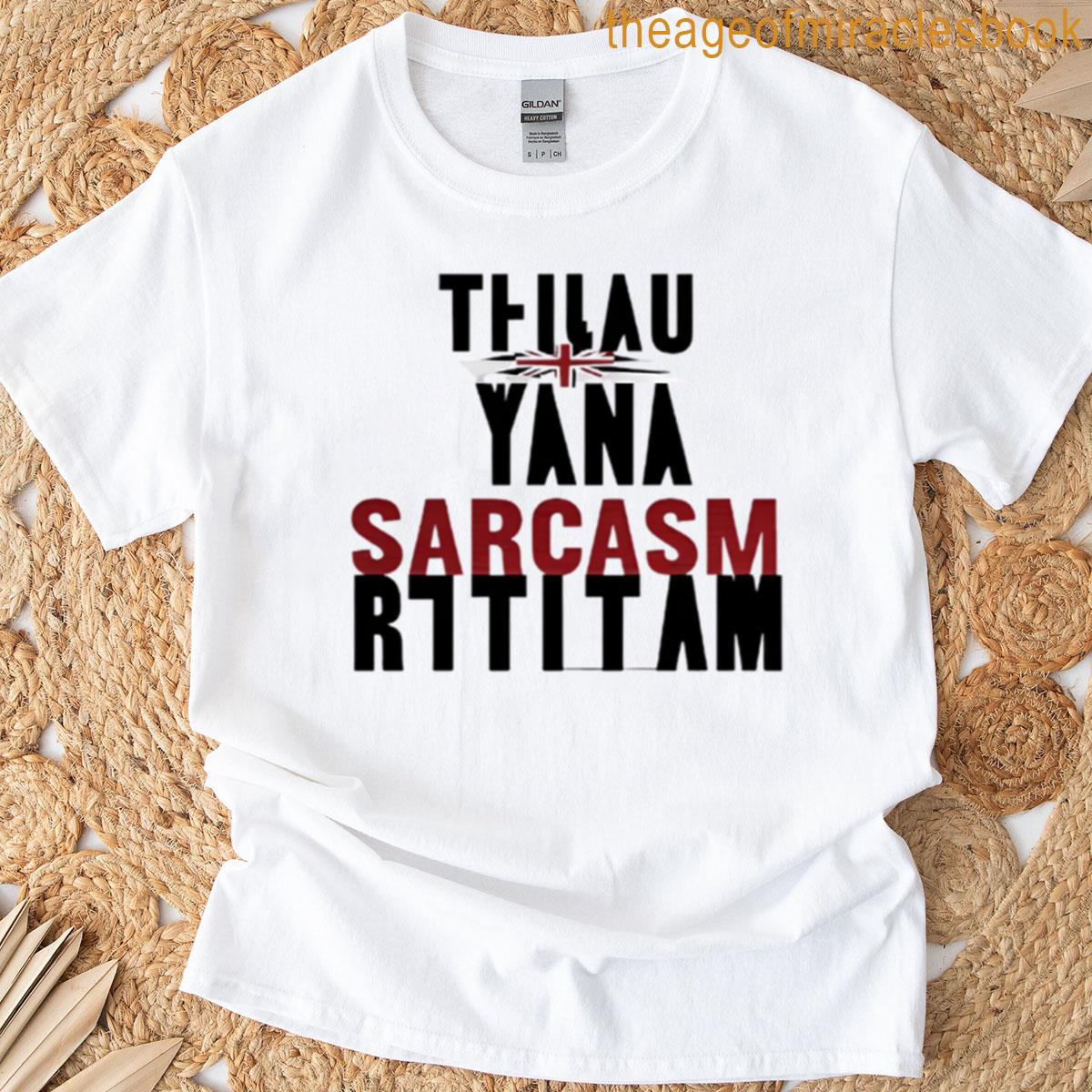 British Sarcasm Typography Distorted Union Jack Reflection Text Art T-shirt