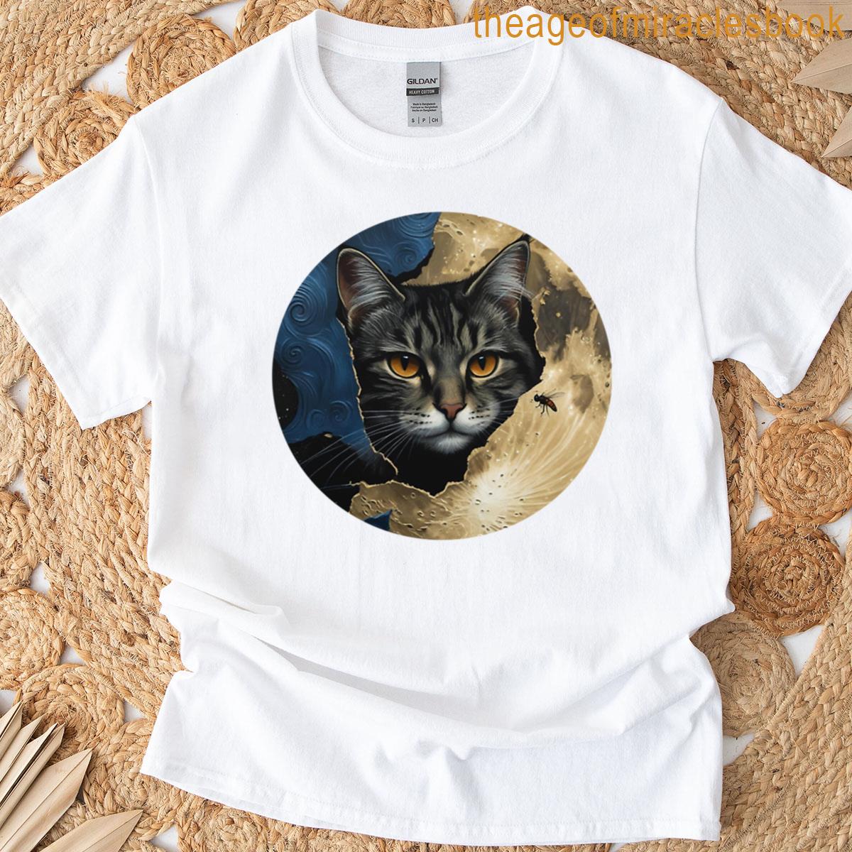 Moon Cat Surreal Celestial Art T-shirt