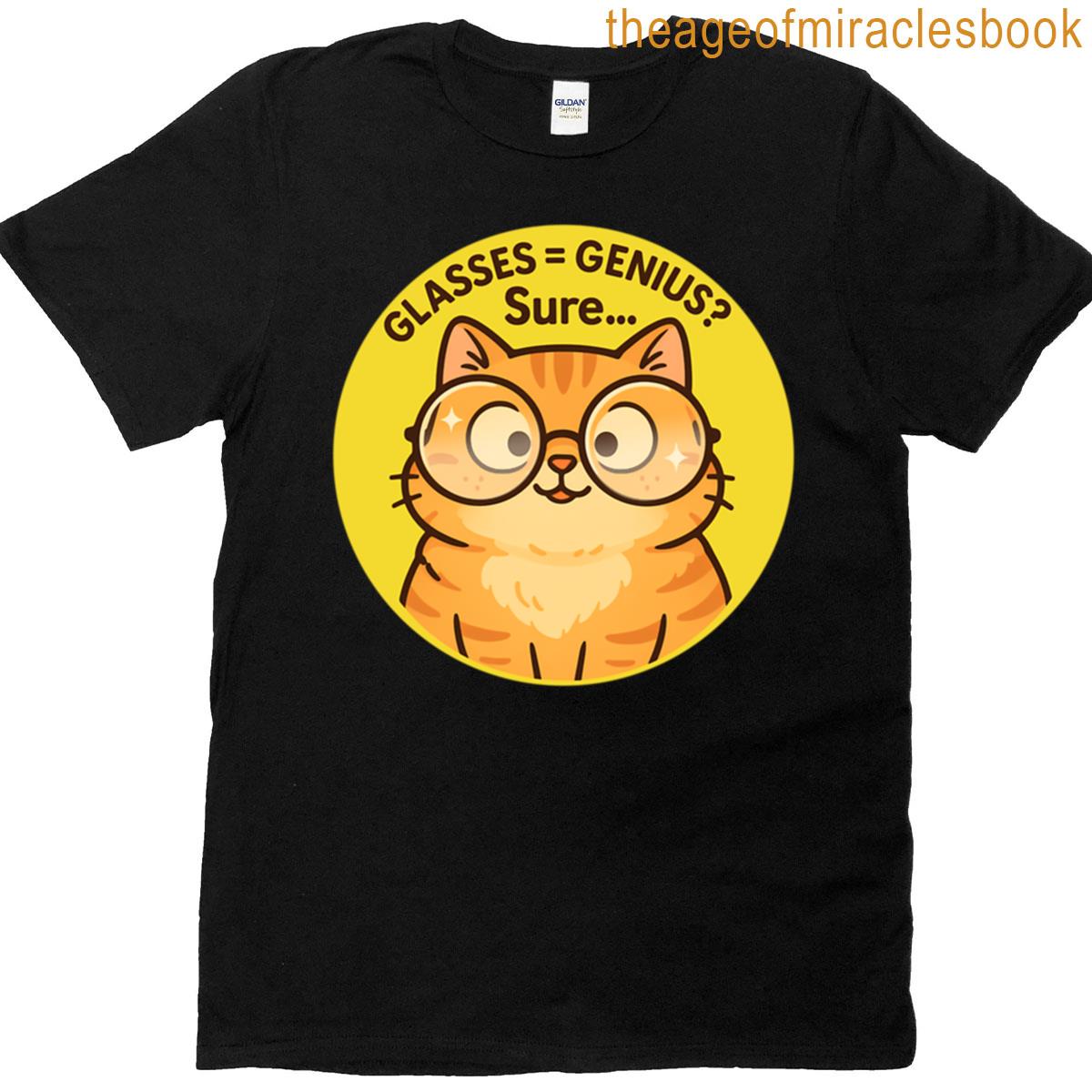 Smart Cat With Glasses Smirk T-shirt