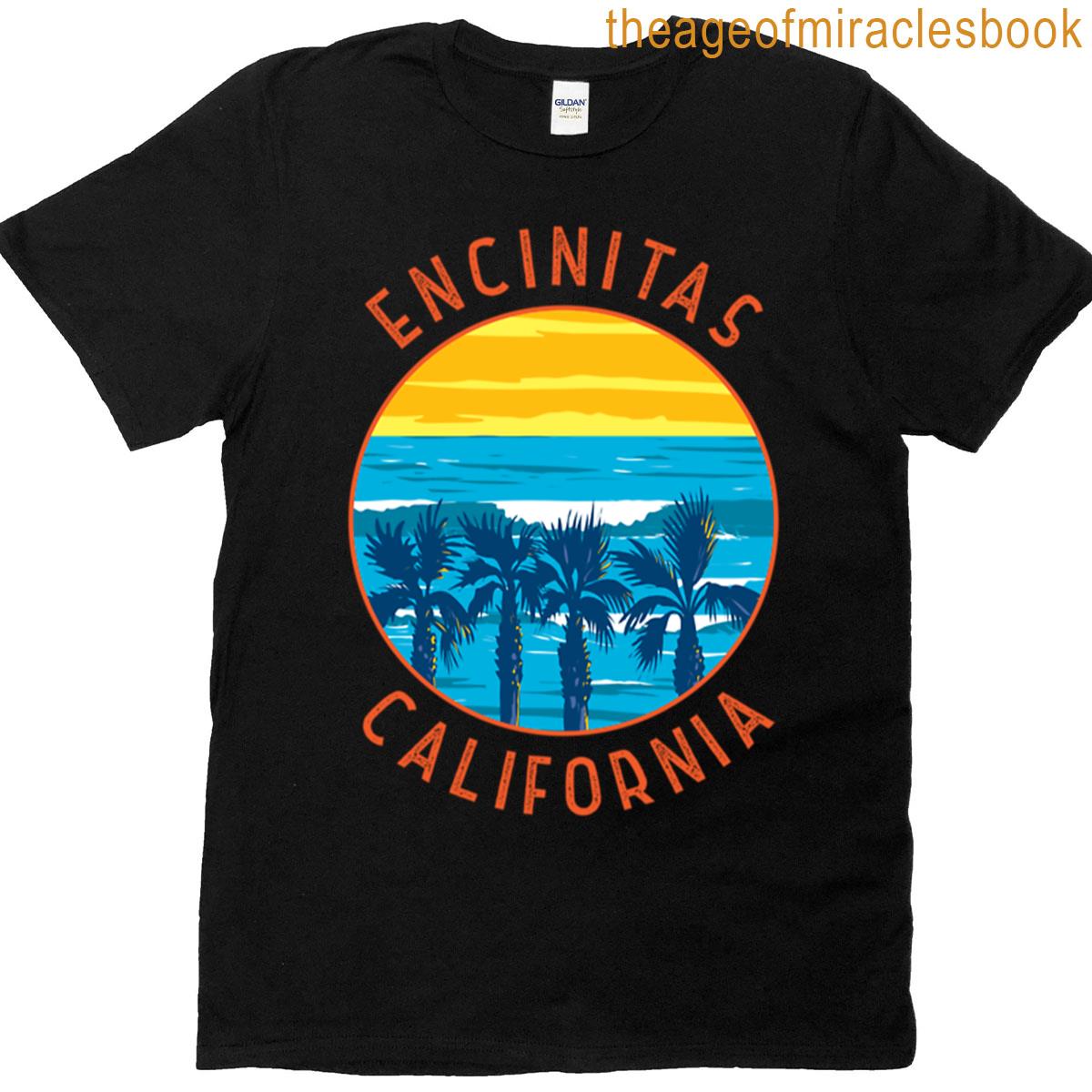 Encinitas California Retro Distressed Circle T-shirt