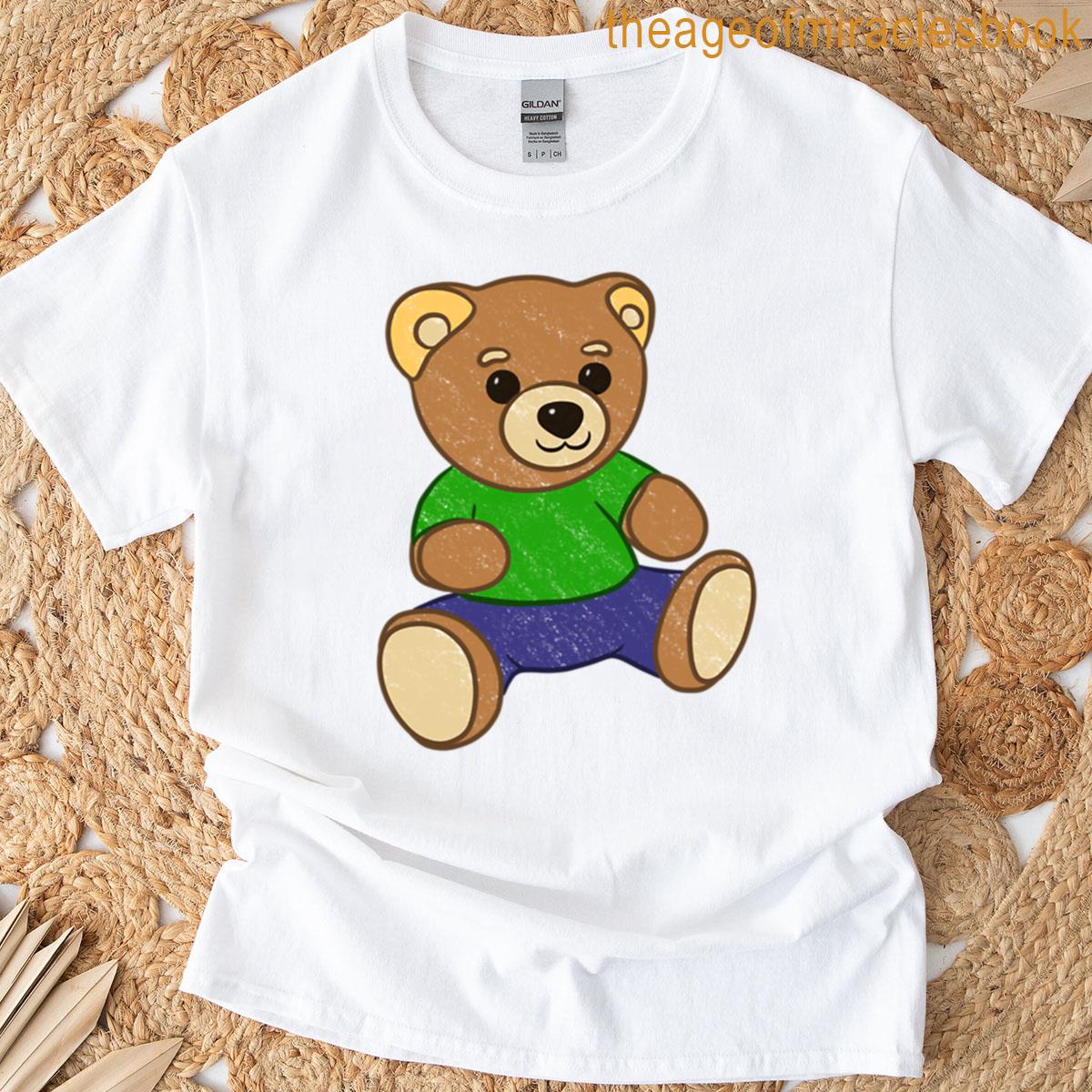 Chalk Teddy Bear In Green T-shirt