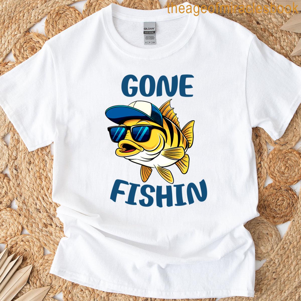 Cool Gone Fishin Cartoon Fish T-shirt