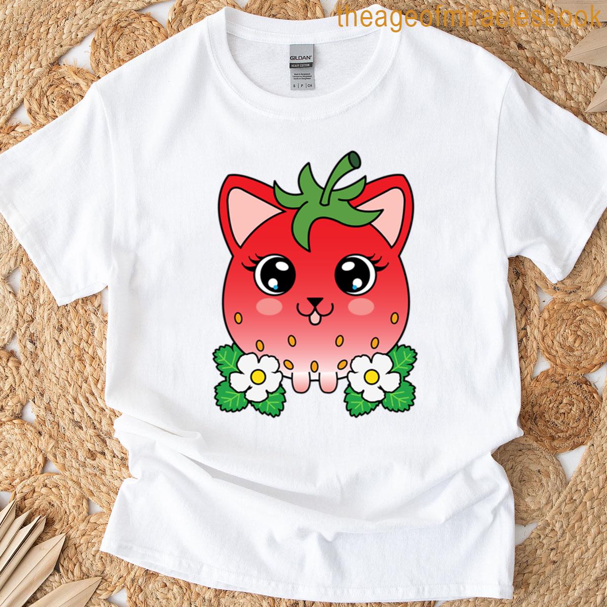 Cute Kawaii Strawberry Cat T-shirt