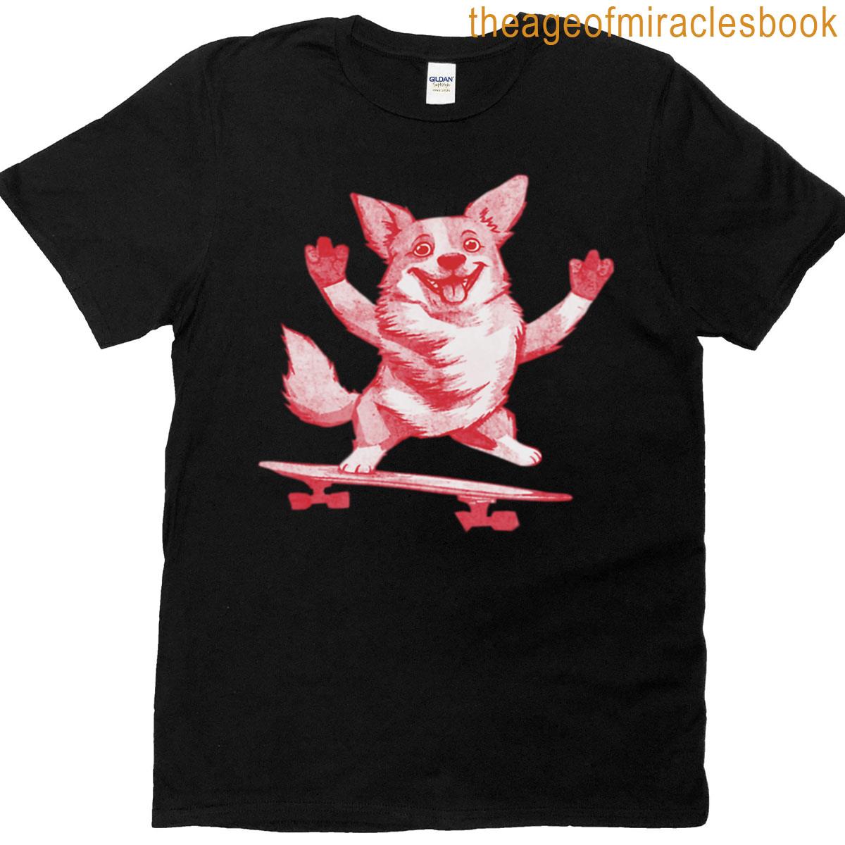 Funny Corgi Dog On Skateboard T-shirt