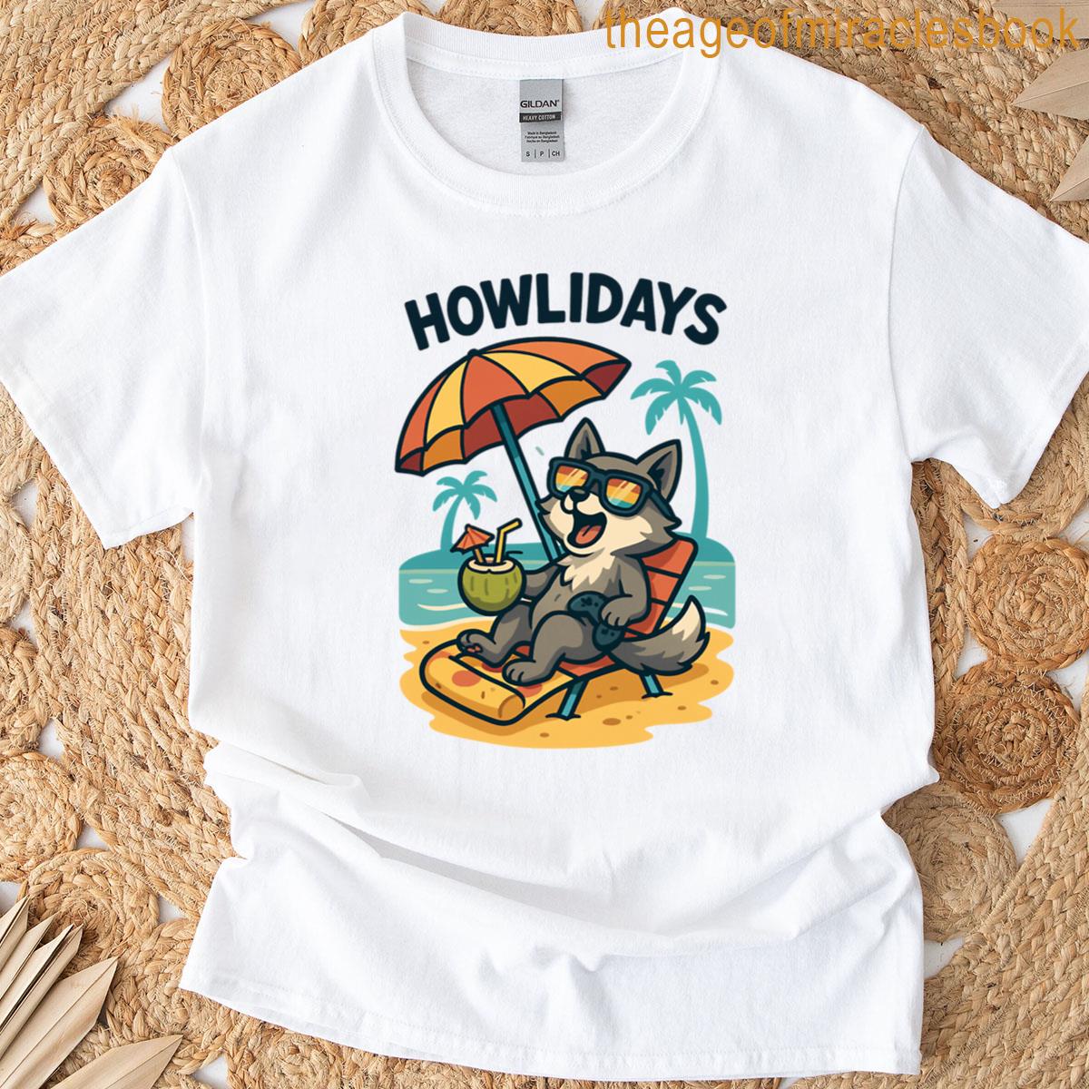 Howlidays Funny Summer Wolf Vacation Oversized T-shirt