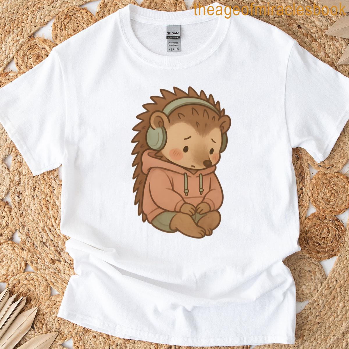 Introverted Hedgehog Wearing Headphones T-shirt