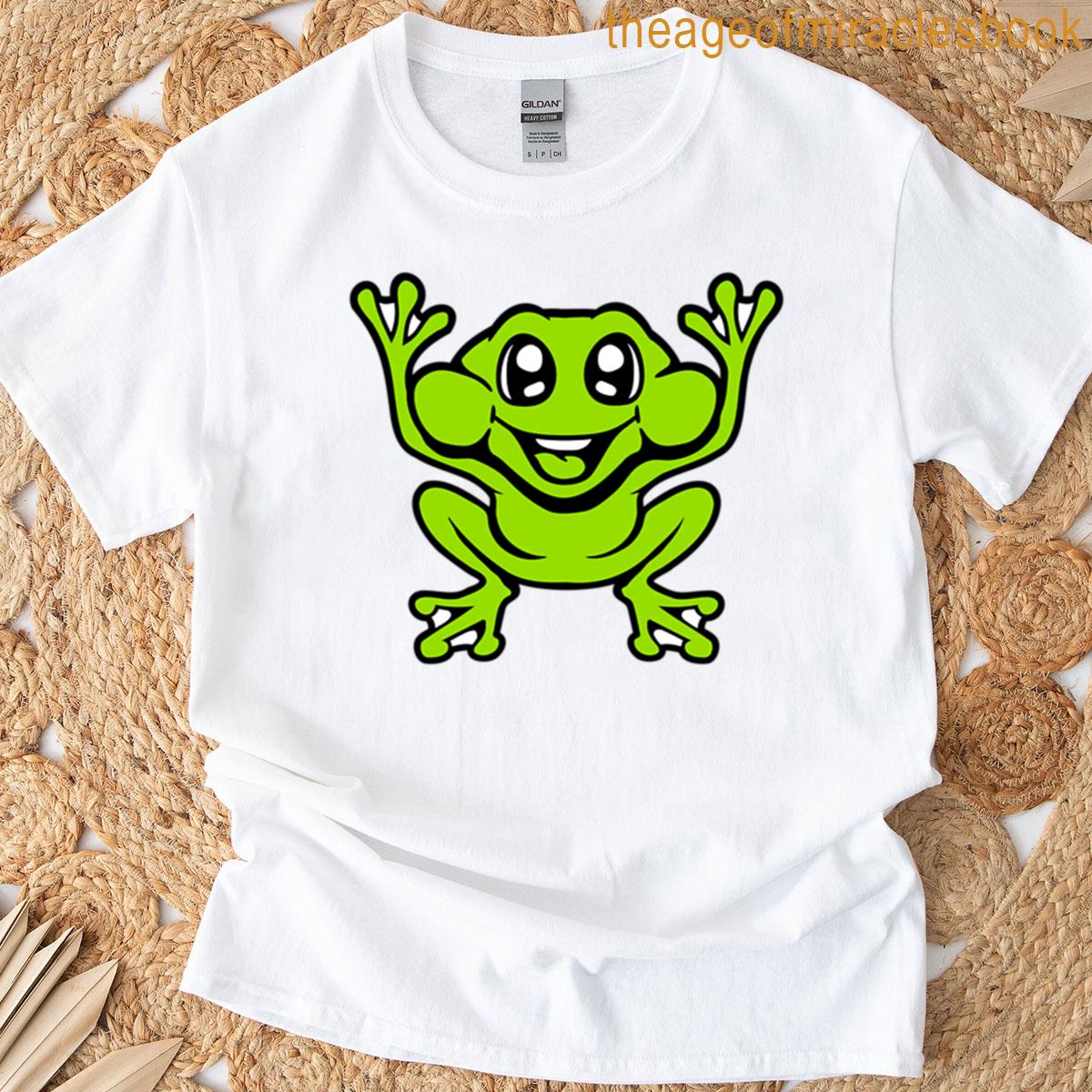 Jumping Frog Toad Cute Happy Smile Funny Comic T-shirt