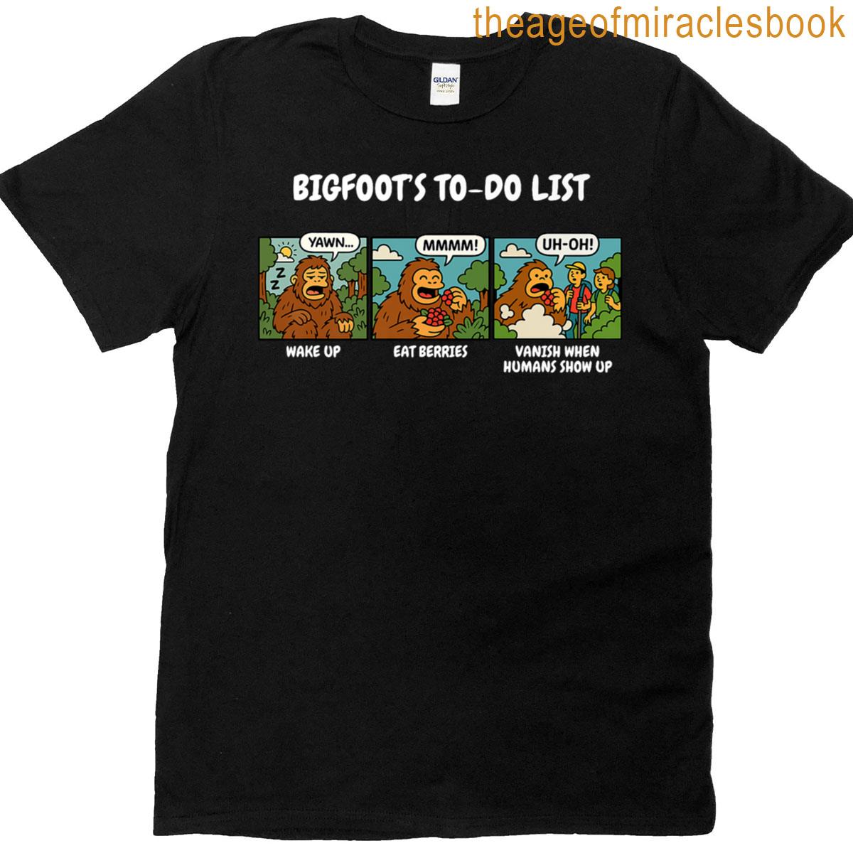 Bigfoot Comic Strip Daily Routine Premium T-shirt