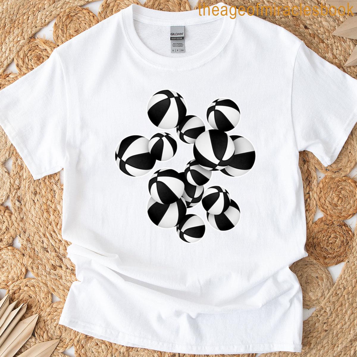 Black White Basketballs Pattern T-shirt