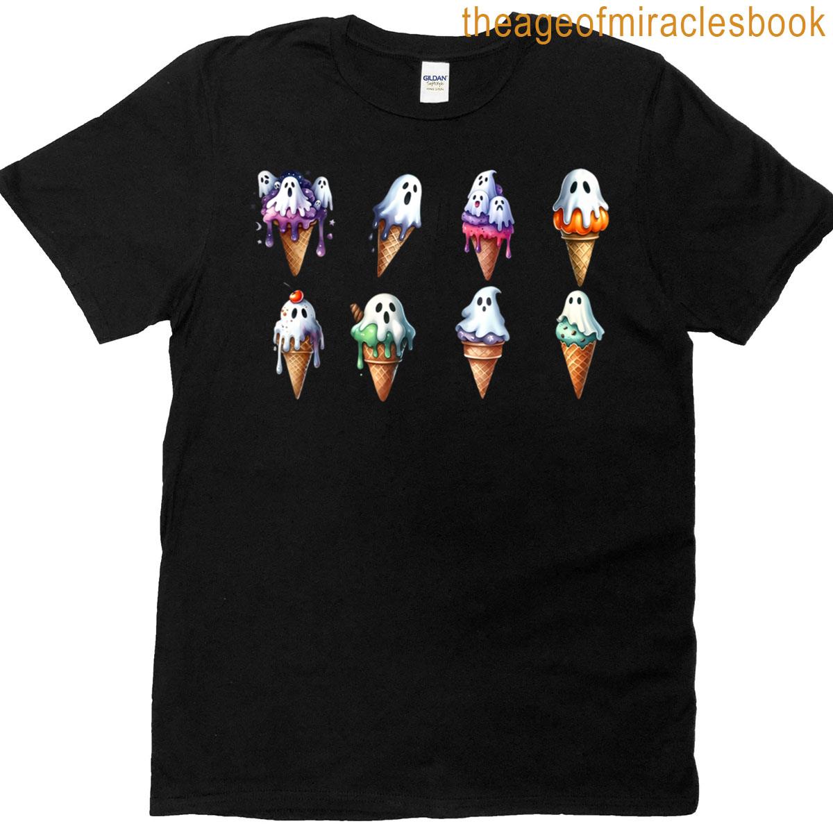 Funny Popsicle Summer Horror Ghost Ice Cream Summerween T-shirt