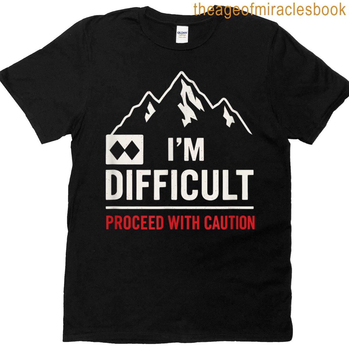 Im Difficult Double Symbol Ski Snowboard Proceed Caution T-shirt