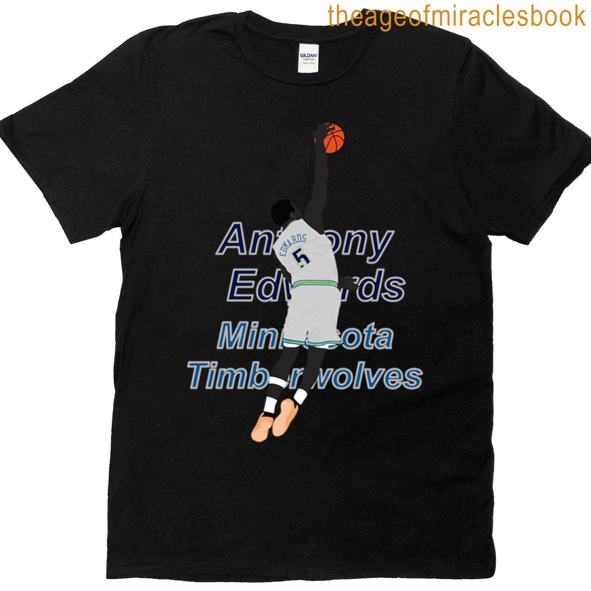 Anthony Edwards Jumps With The Ball T-shirt