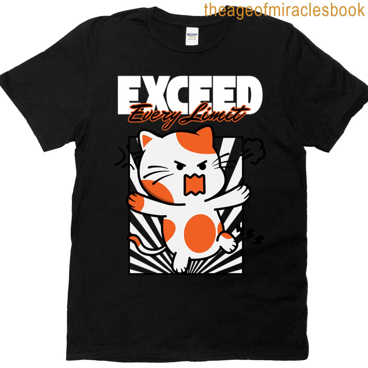 Motivational Orange Cat Tee Exceed Limits Oversized T-shirt