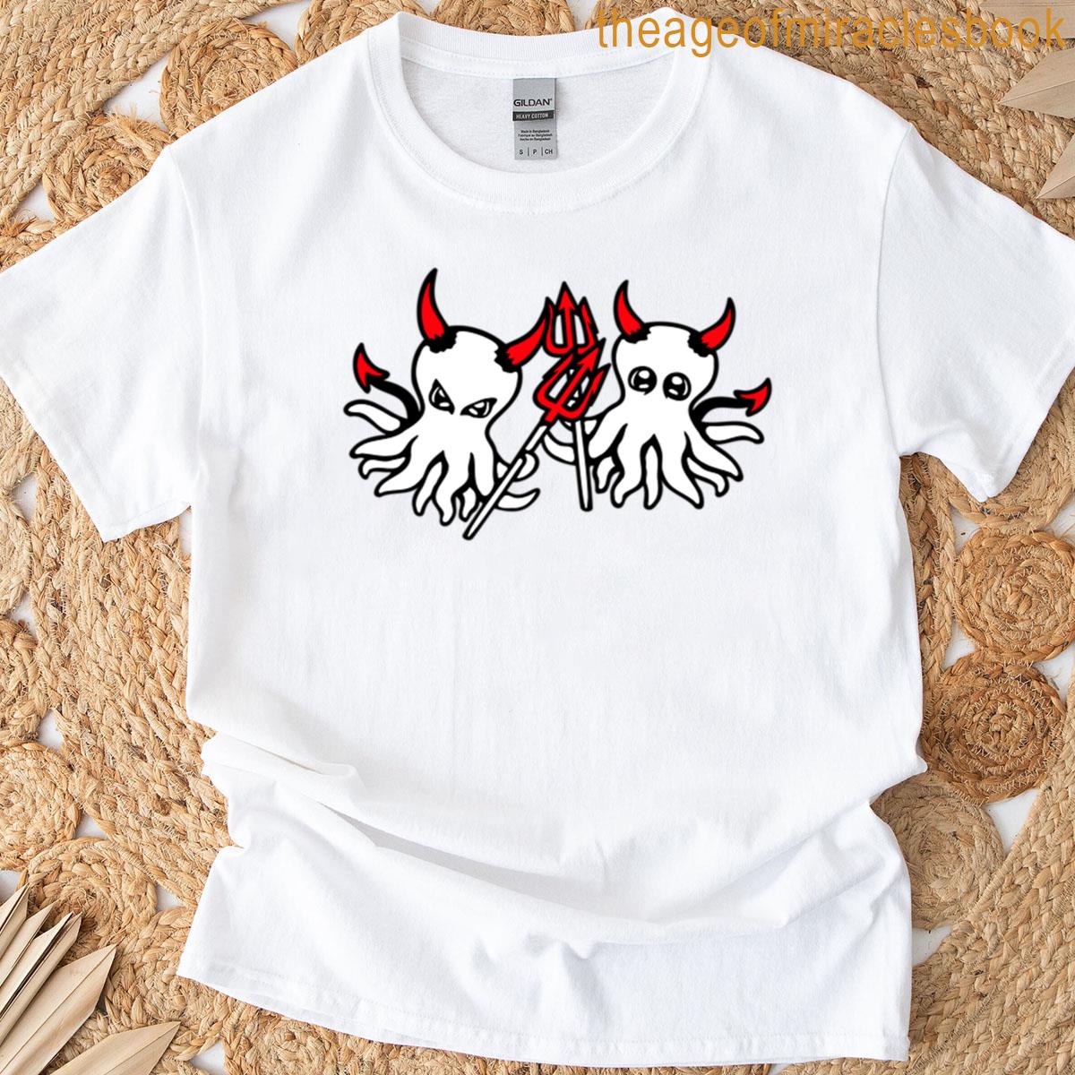 2 Octopus Devil Team Hell Satan Evil Purgatory Naughty T-shirt