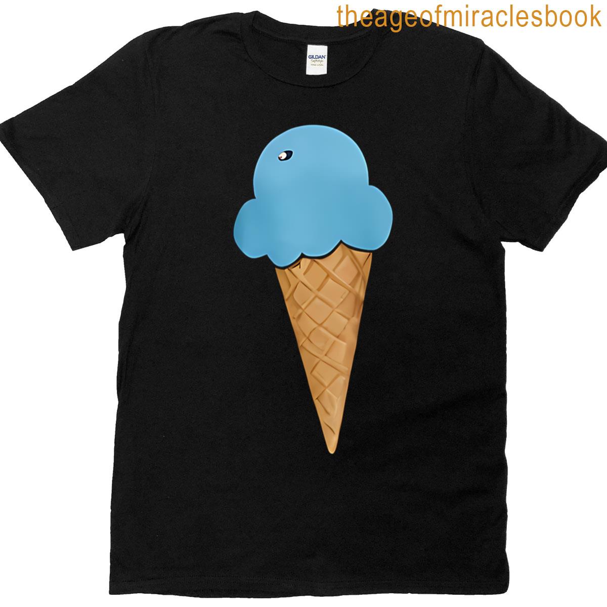 Expressive Blue Ice Cream Cone T-shirt