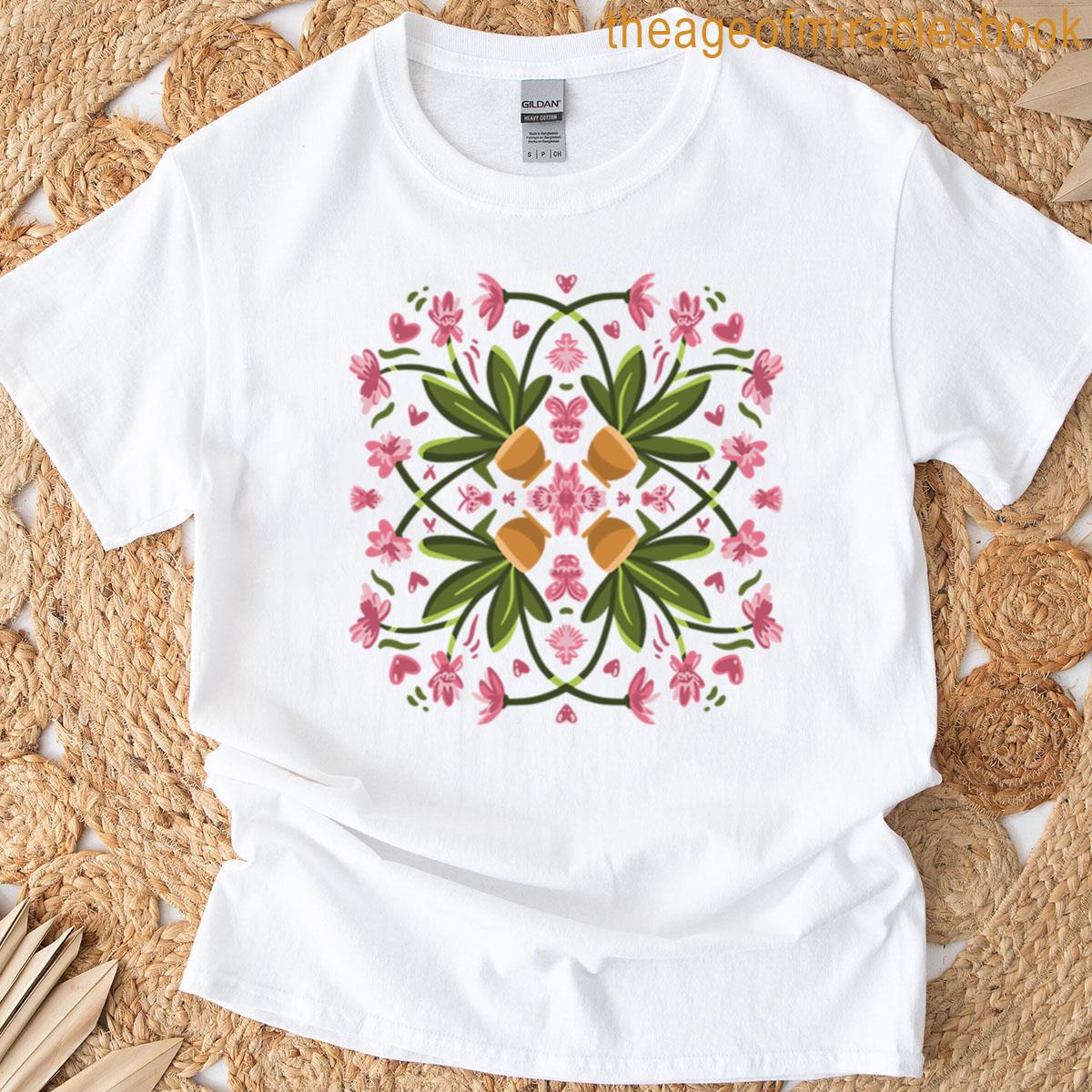 Pink Tropical Orchids In A Rotational Pattern T-shirt