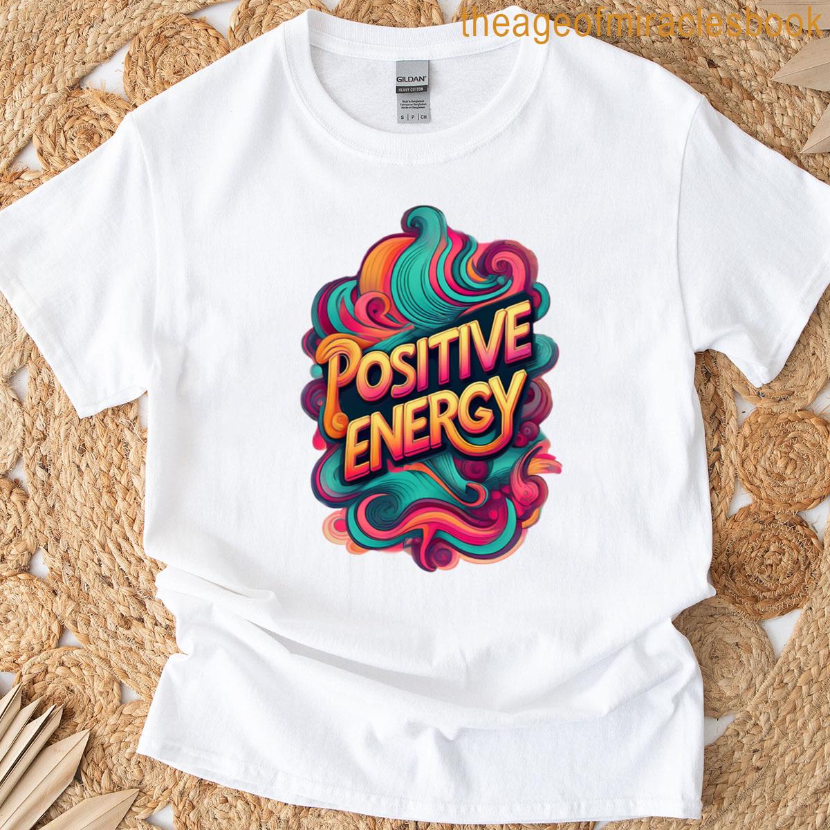 Positive Energy Vibrant Wavy Typography T-shirt