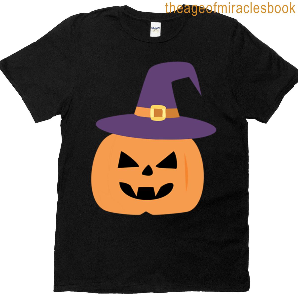 Purple Witches Hat And Pumpkin T-shirt