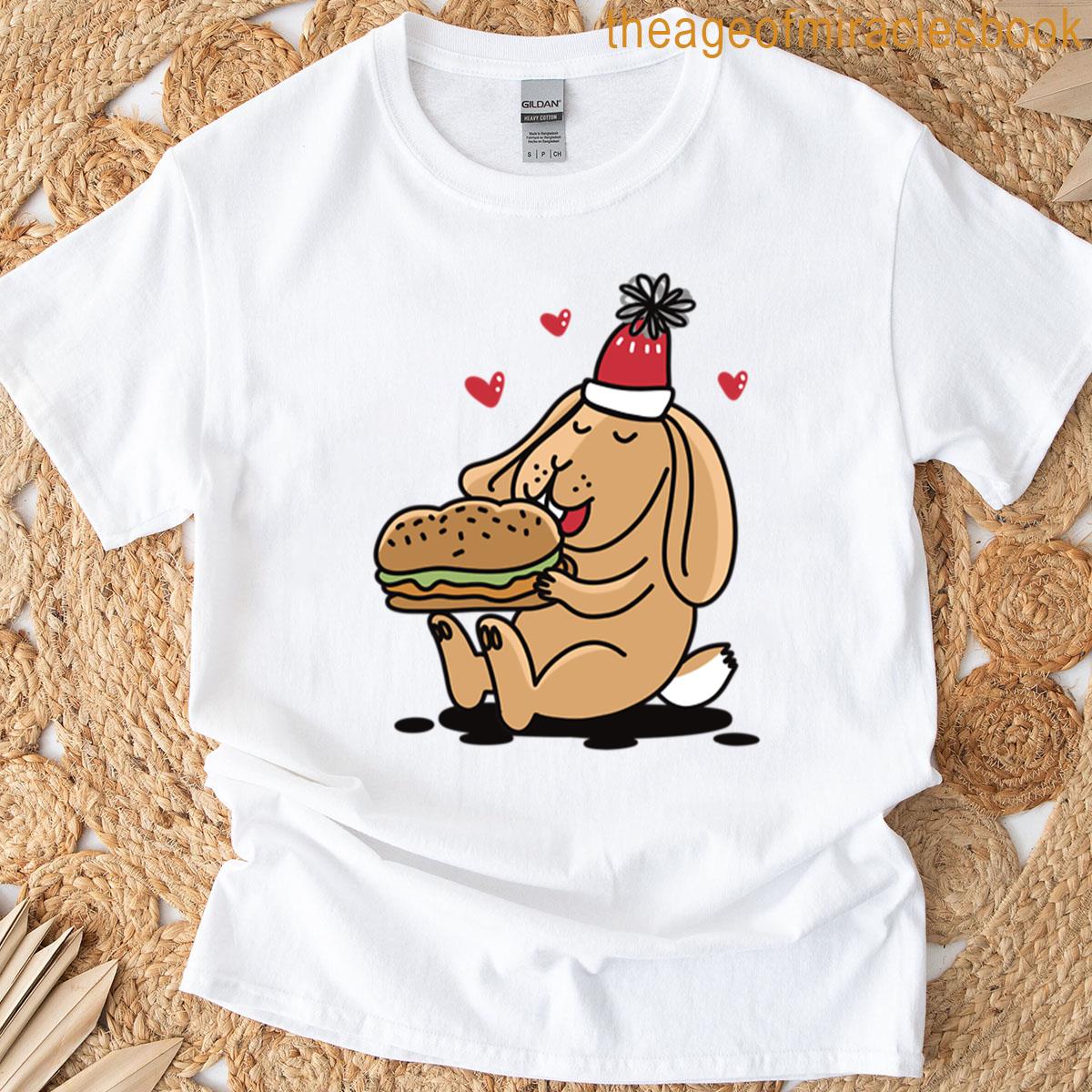 Rabbit Eating A Sub In A Santa Hat T-shirt