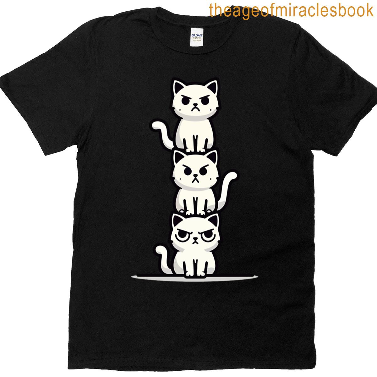 Grumpy Cat Totem Funny Stacked Angry Cats T-shirt