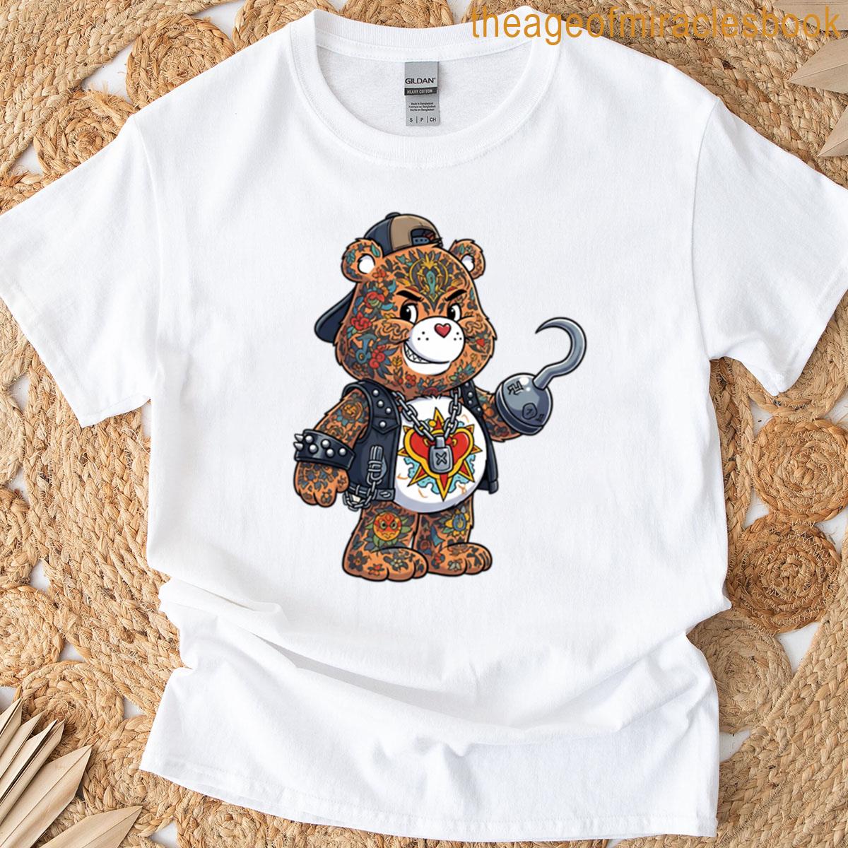 Tattooed Rebel Bear With Hook Hand T-shirt