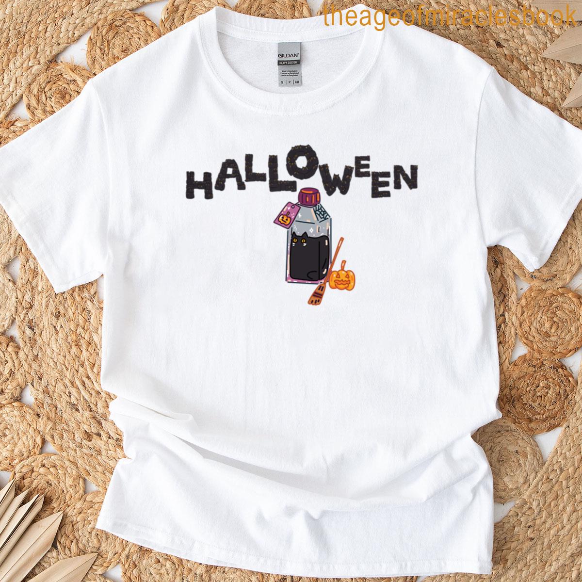 Tiny Cute Black Cat Potion Halloween T-shirt