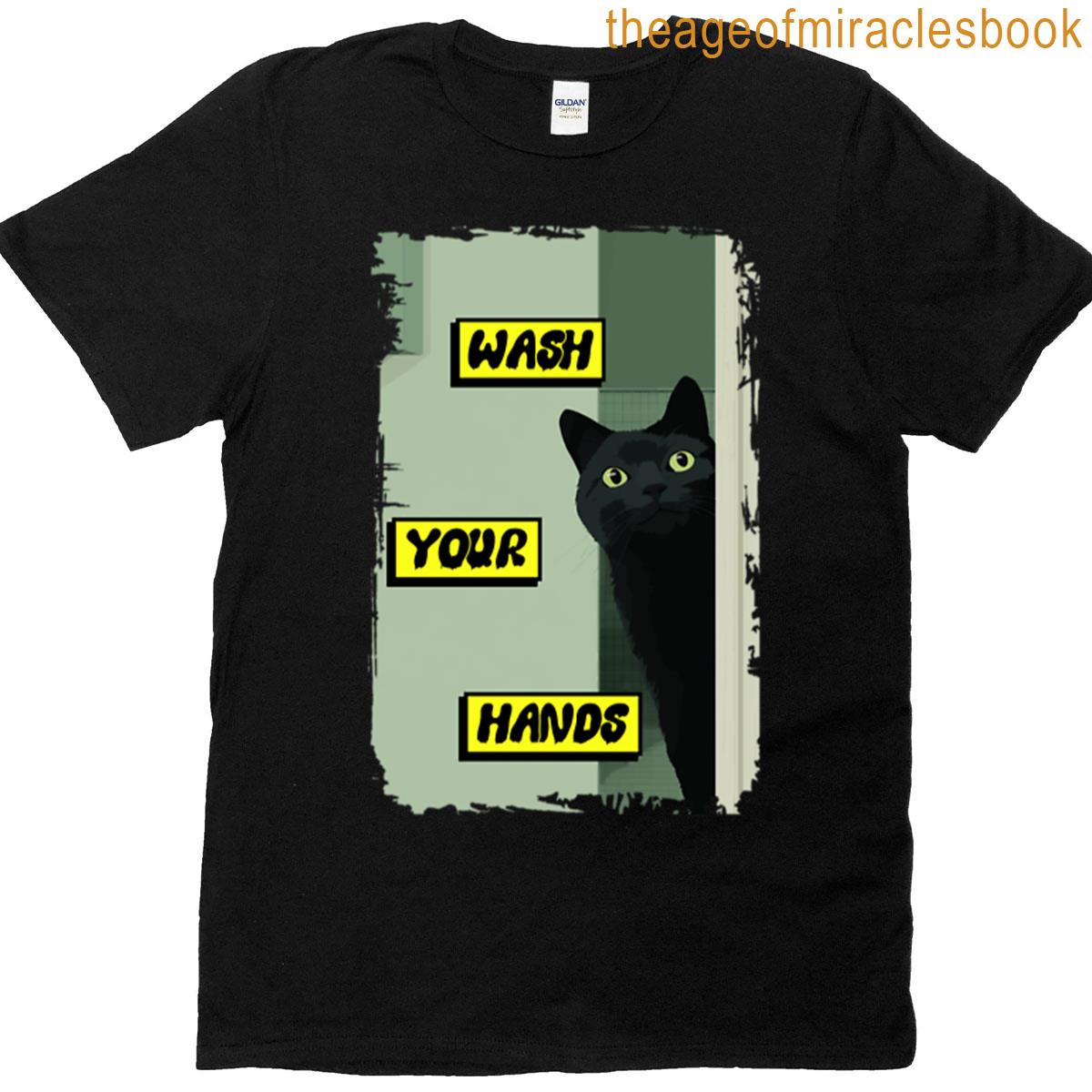 Wash Your Hands Black Cat T-shirt