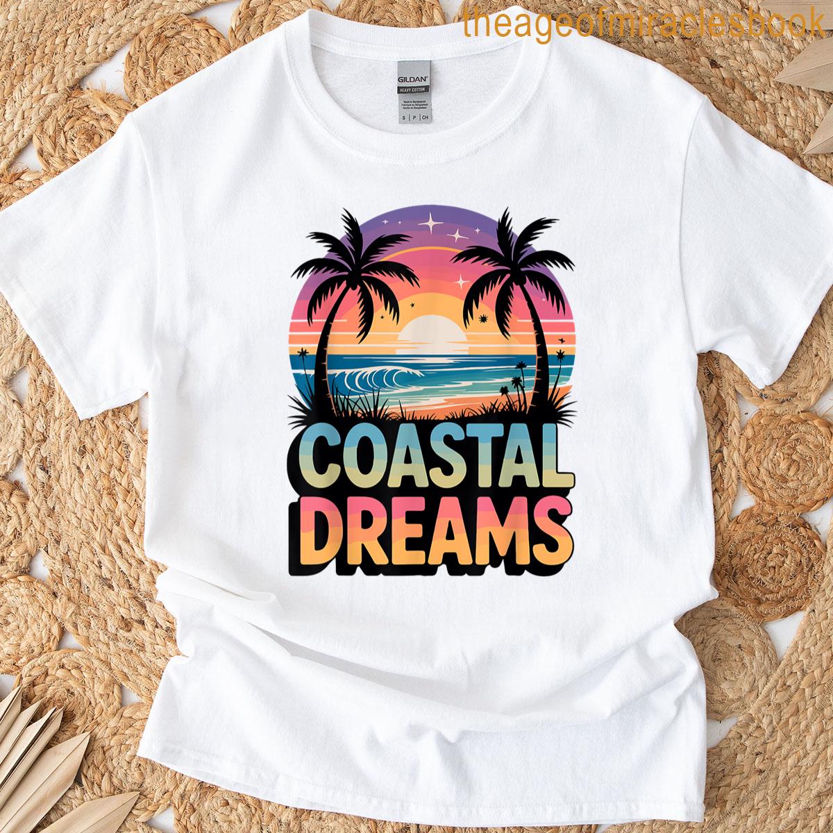 Coastal Dreams Sunset Beach Palm Tree T-shirt